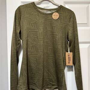 BearPaw Women's Olive Green Long Sleeve Crew Top